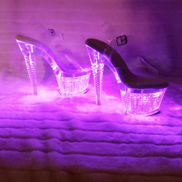 Multiple Function Led Lighted Flashdance Special Textured Platform 7" Heels